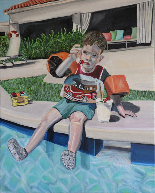 "Floatie Days and Band-Aids" Oil on Canvas, 16 x 20