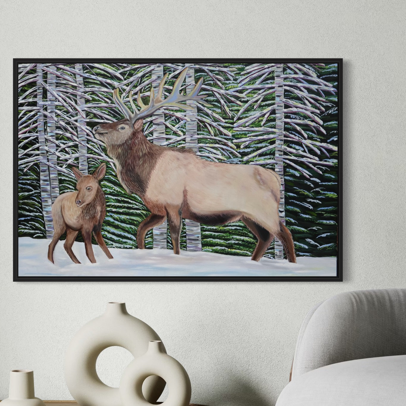 "Enchanted Elk Forest", Oil on Canvas, 36 x 24