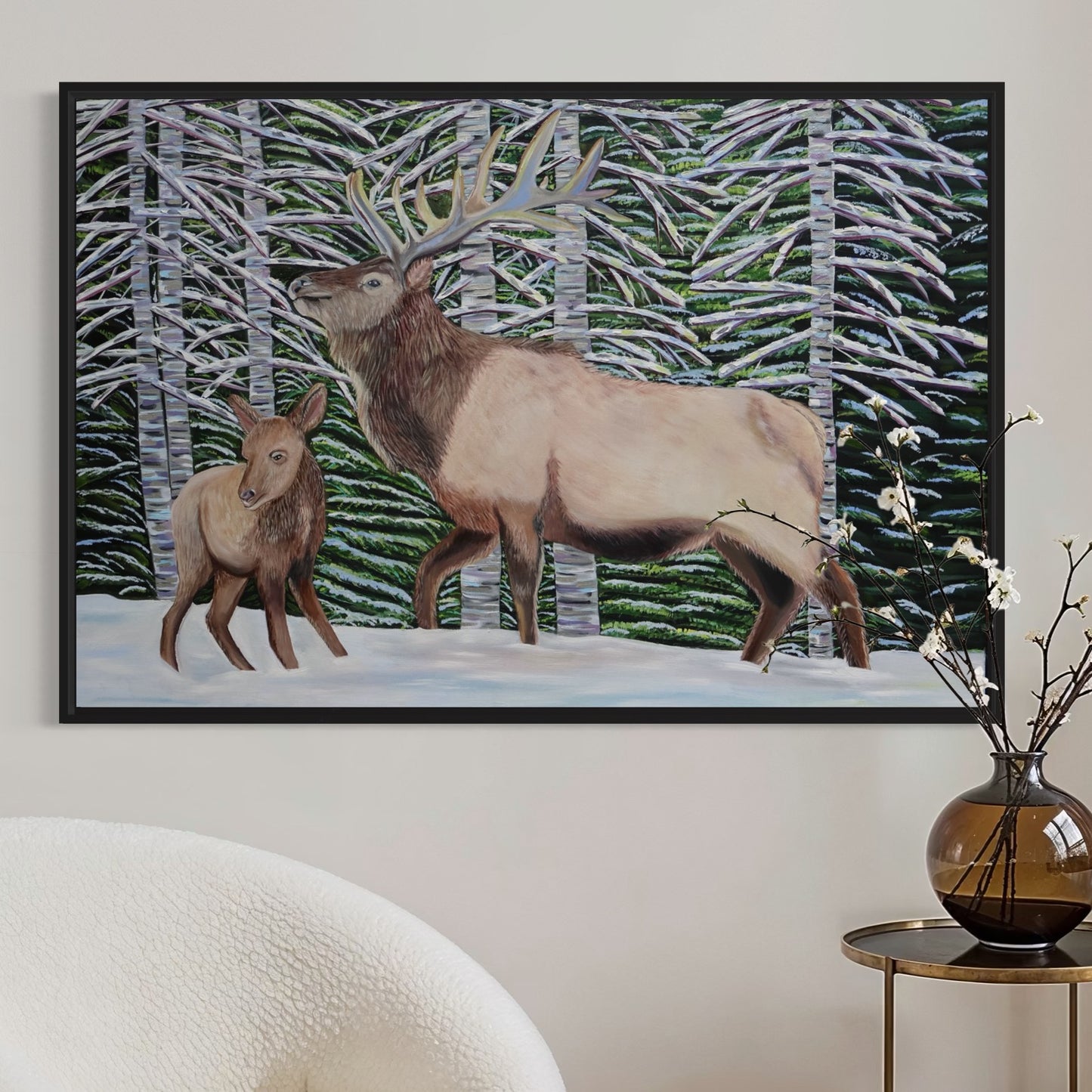 "Enchanted Elk Forest", Oil on Canvas, 36 x 24