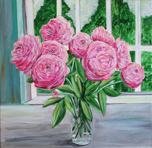 "Peony Perfection" Acrylic 12 x 12
