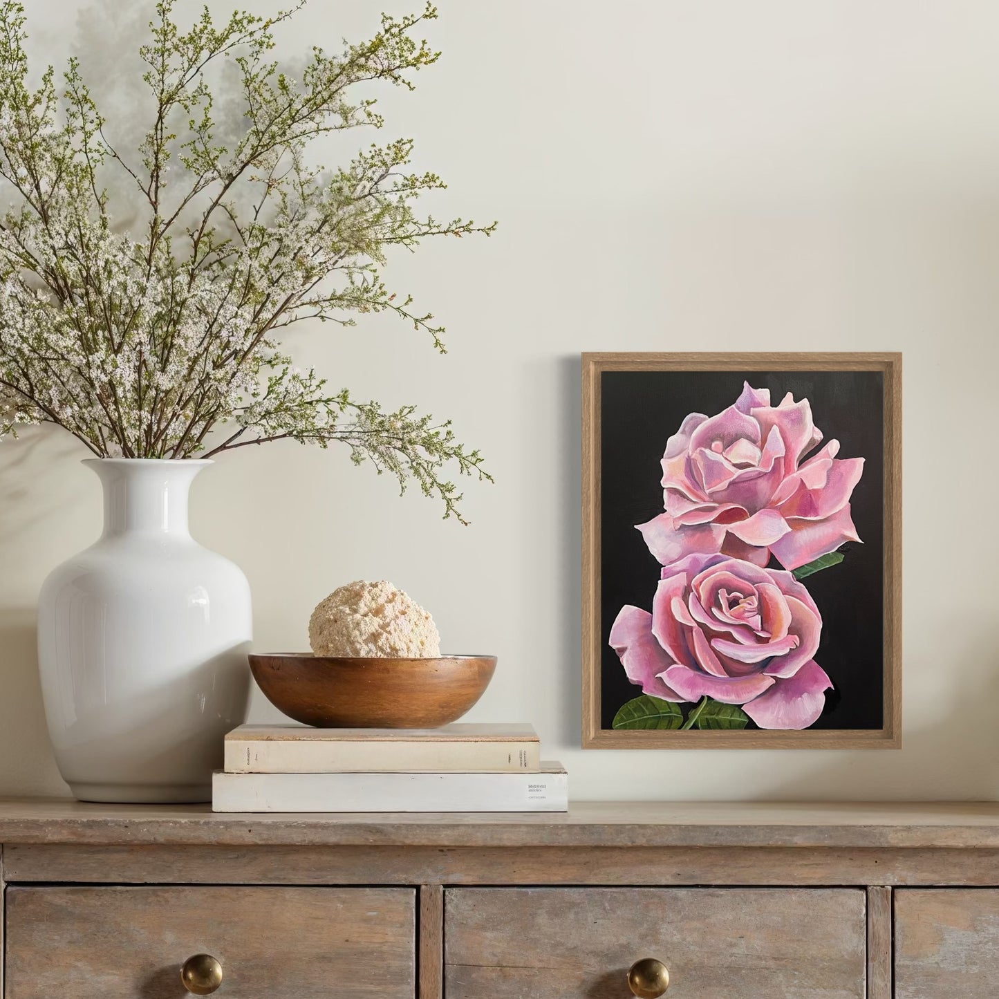 "Two Roses" Oil on Canvas, 11 X 14
